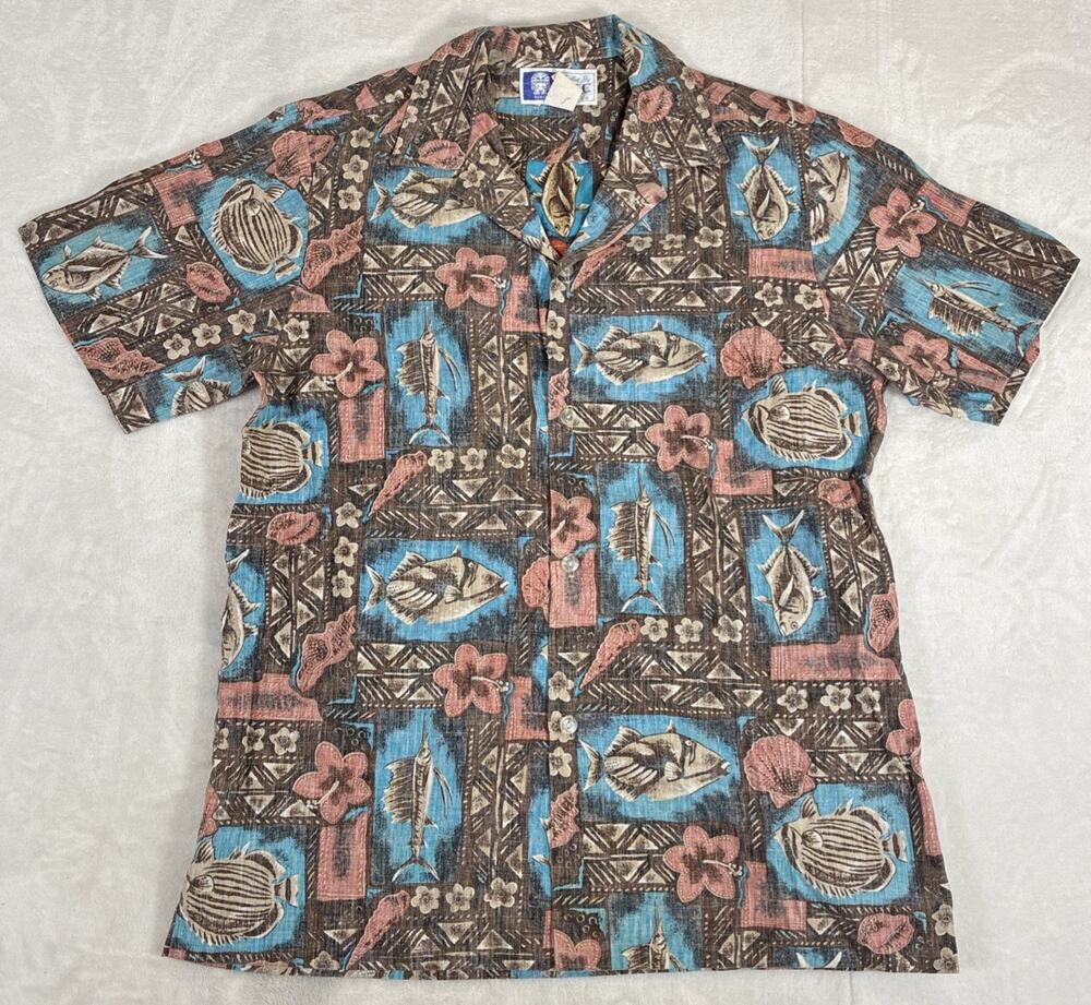 Styled by RJC Hawaiian Button Down Cotton Camp Shirt Men's Small (?) FS Charity